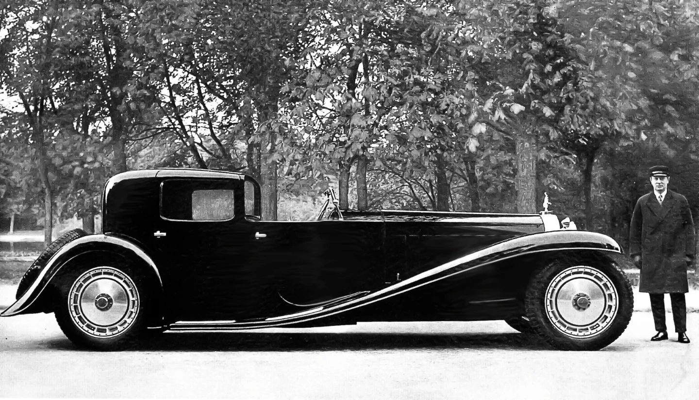 Bugatti has long been at the forefront of collectible cars, with its latter day Type 41 Royale, which was built, as the name suggests, exclusively for royalty, the world's most valuable car for many years. ]The 1931 Bugatti T41 Royale Kellner Coupe (pictured above) sold for £5,500,000 (US$9,666,250) in November, 1987 at a Christies auction in London. It was for many years the most expensive car ever sold at auction and still retains a place in the top 20 nearly three decades later.