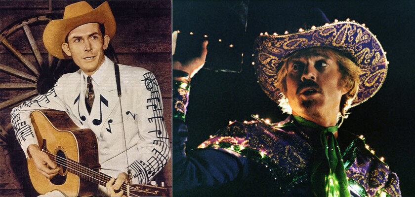 Nudie made such iconic costumes as Hank Williams' white cowboy suit with musical notations on the sleeves and Robert Redford's costume from the 1979 film Electric Horseman. Hank also had his Nudie mobile custom made and it is now owned by Kid Rock.