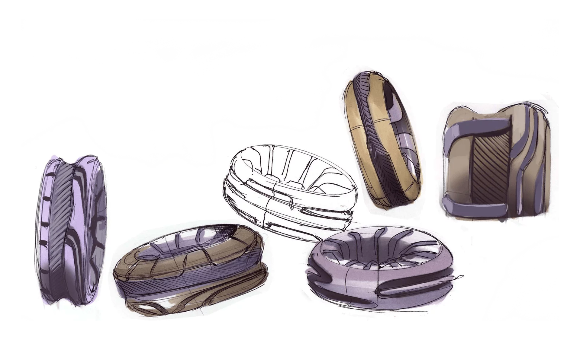 Design sketches of the Vent Tyre concept