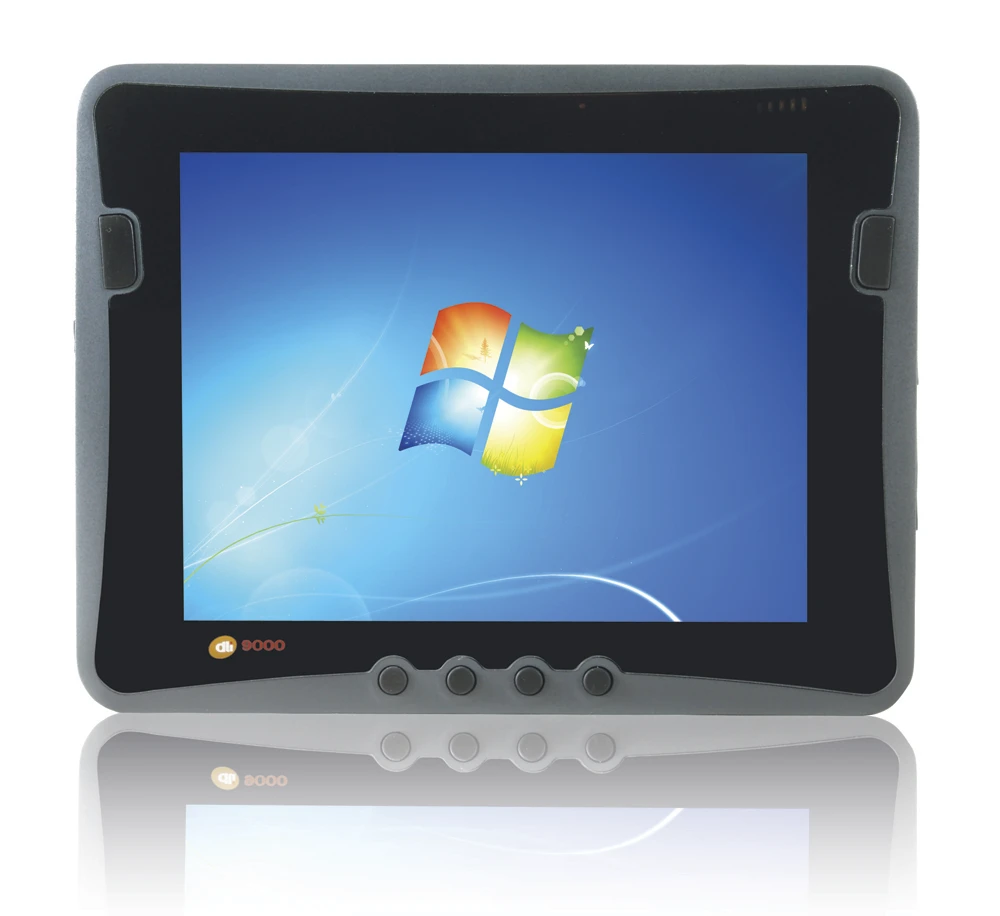 The tablet's impact-resistant outer housing is also protected against water, dust and shock/vibration and encases an industrial-rated 9.7-inch, 1024 X 768 pixel resolution indoor/outdoor (800:1 contrast) capacitive touchscreen LCD display
