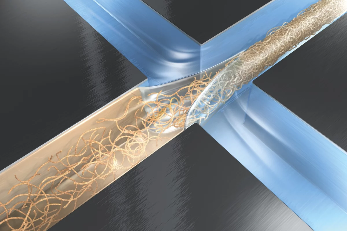 Hydrodynamic focussing is used to form the nanofibrils into a single fiber