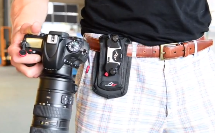The Capture Camera Clip v2 allows you to clamp your DSLR camera onto your belt buckle