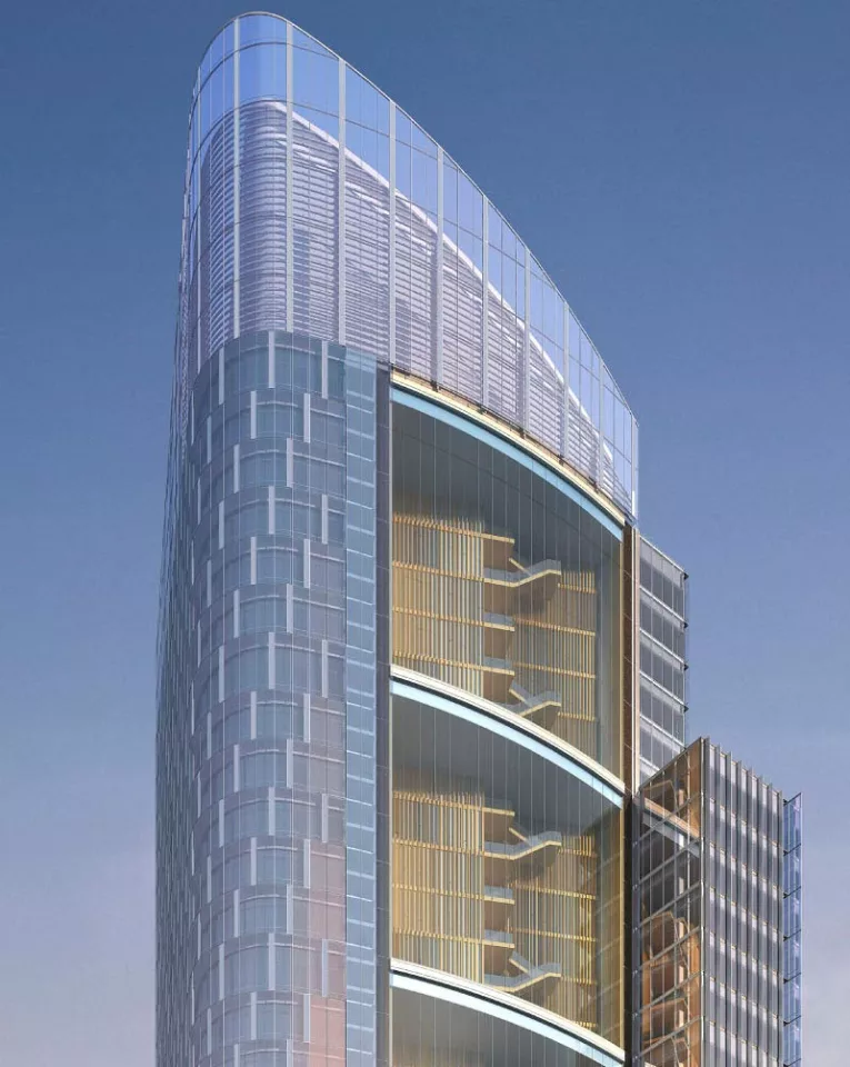 The Smaller floor plate combined with the ‘breathing’ facade, should significantly reduce lighting and cooling consumption, which are two of the greatest energy demands in US commercial buildings (Image: Gensler)