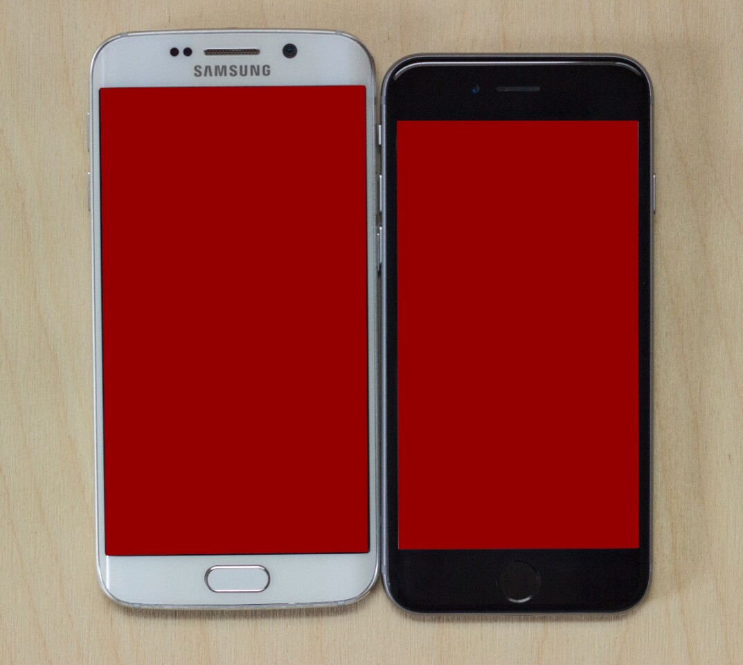 The iPhone 6's screen is 85 percent as big as the Galaxy S6's