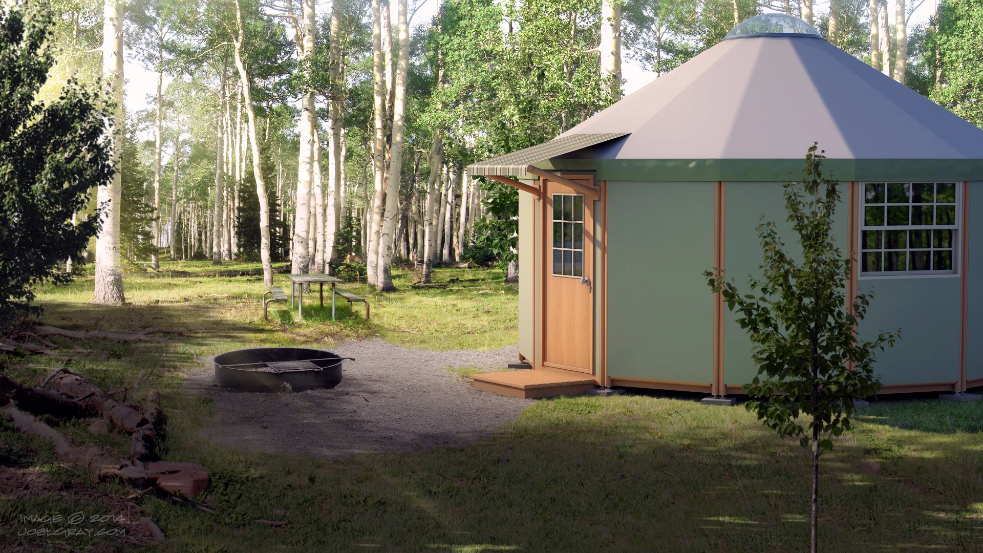 Freedom Yurt-Cabins can be used as an additional bedroom or workspace, for events or as a tiny house/cabin