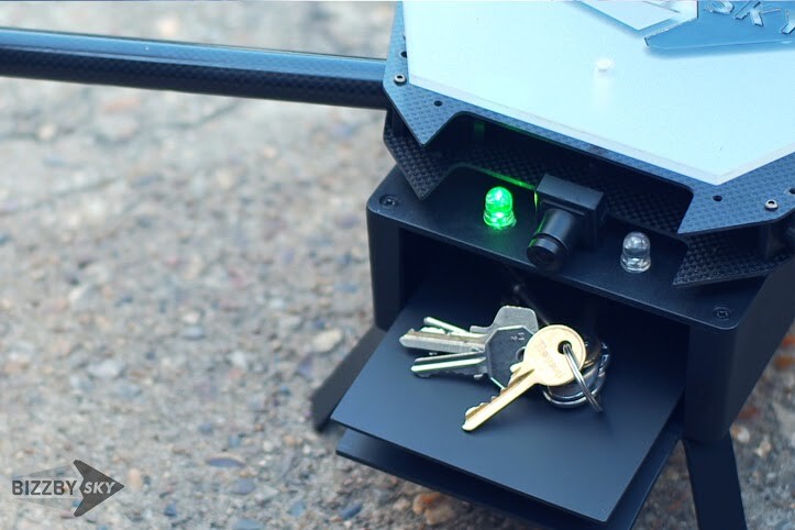 Items are placed in a storage box beneath the drone's body and can weigh up to 500 g (1.1 lb)