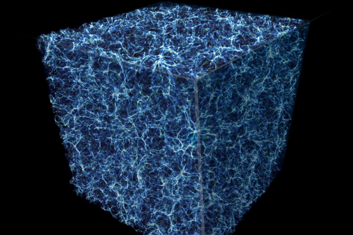 A simulated segment of the large-scale structure of the universe – the Milky Way is located in a "supervoid" containing relatively little matter, and this could explain a major cosmic conundrum
