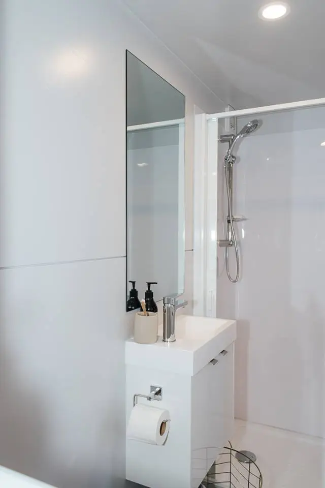 The Larissa and Tyler Tiny House's bathroom