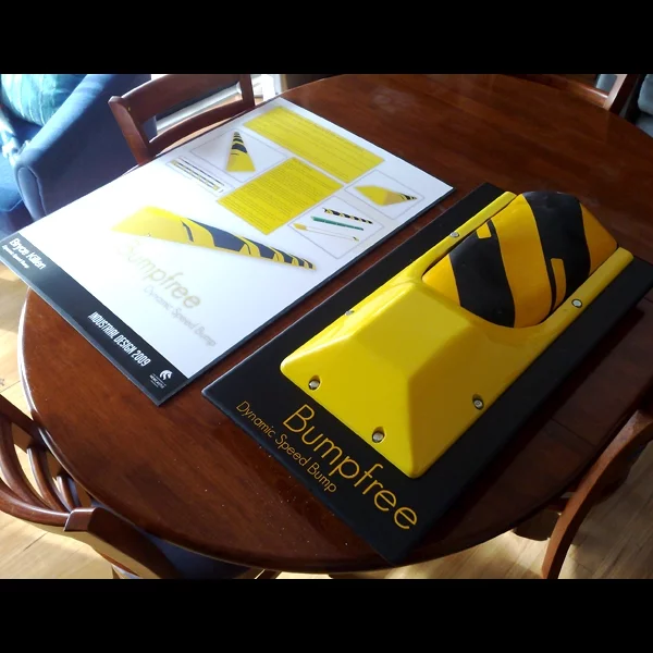 The Bumpfree speedbump is designed to remind drivers that they are traveling too fast by creating the feeling of traveling over a speed bump without the impact