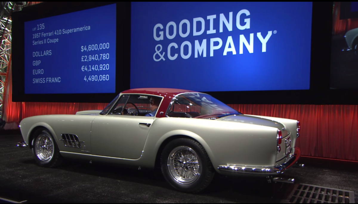 This 1957 Ferrari 410 Superamerica Series II Coupe was auctioned for charity, selling for $5.0875 million