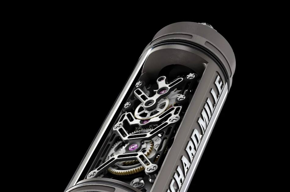 The Richard Mille RMS05 fountain pen showing the mechanism