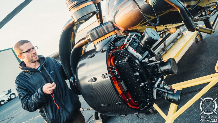 Shotover's JP de Lespinois pulls the gimbal pin before the 12K film rig gets airborne