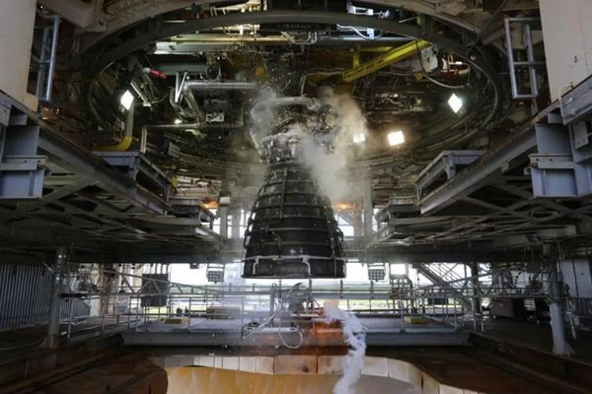 AR-22 engine built by Aerojet Rocketdyne during hot-fire testing at NASA Stennis on June 27, 2018