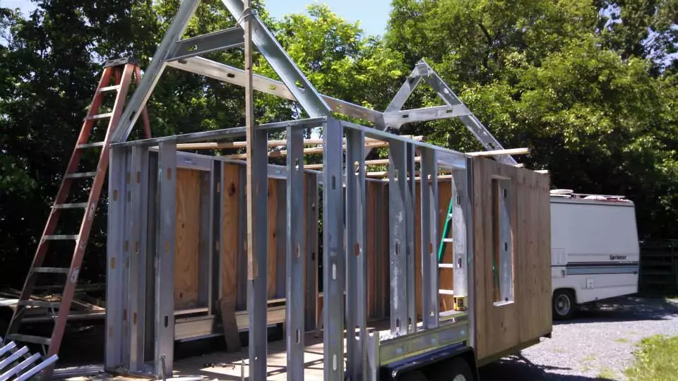 The Tiny Chapel features a steel frame, clad in wood (Photo: Tiny Chapel Weddings)