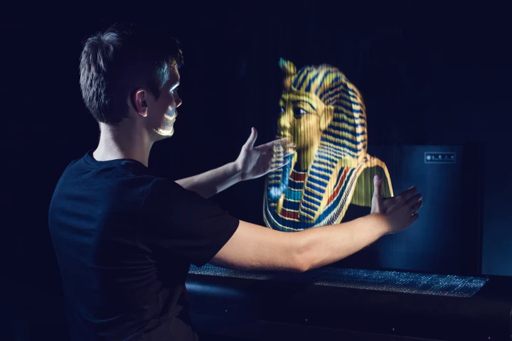 The Leia Display System (LDS) projects images onto an interactive mist, which can then be manipulated with hand gestures