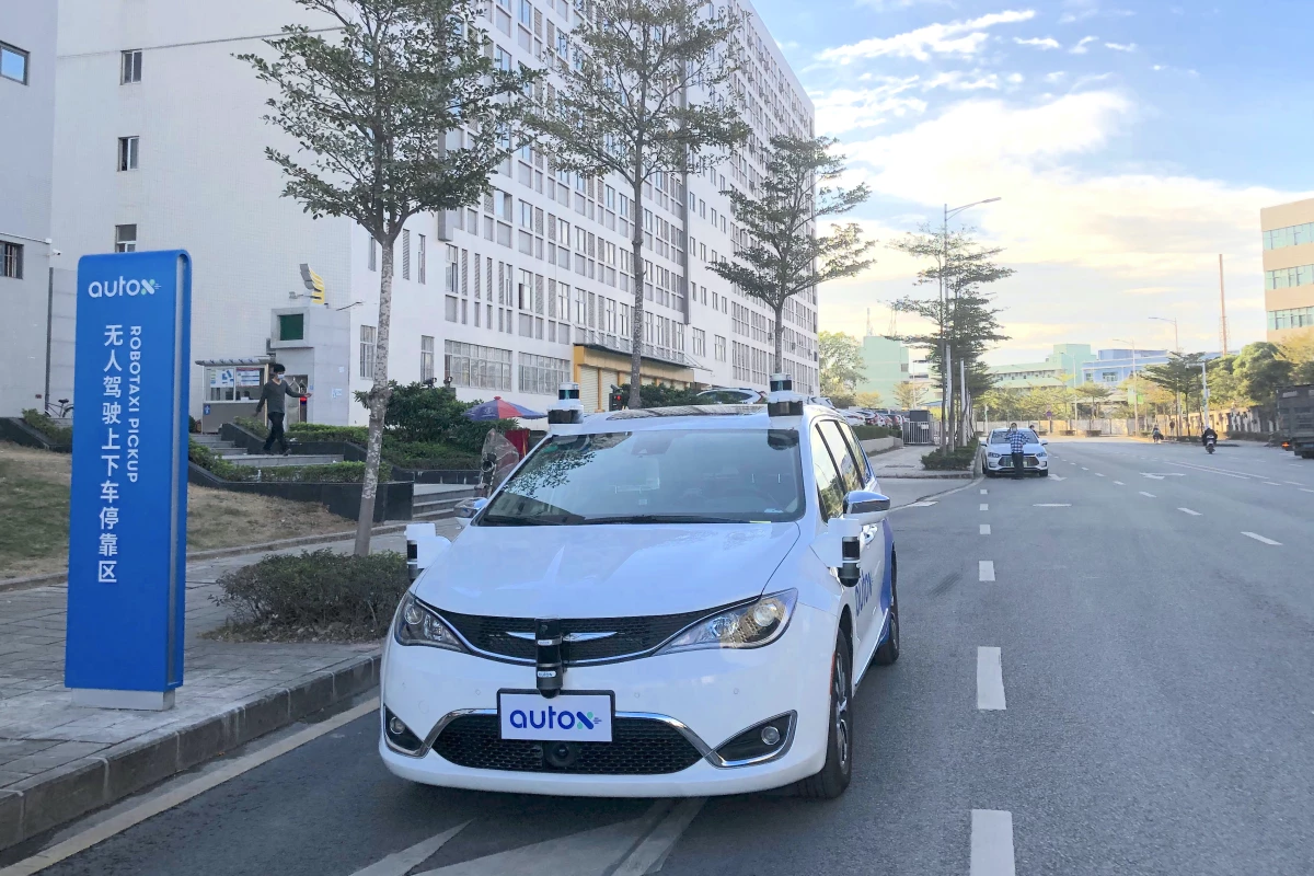 One of AutoX's fully driverless Chrysler Pacificas ready to drive a member of the public around Shenzhen