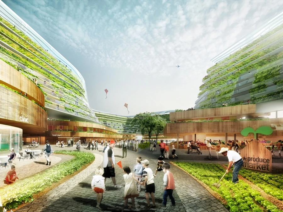 Homefarm is a concept that mixes accommodation for seniors with an urban farm run, in part, by its retiree residents (Image: Spark)
