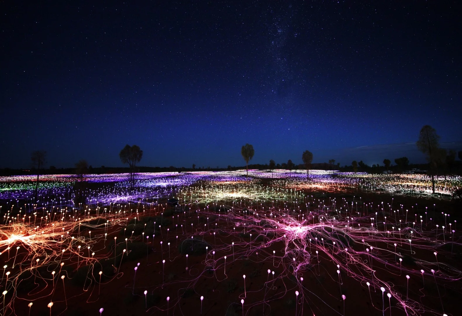 Field of Light's is powered by 36 portable solar panels