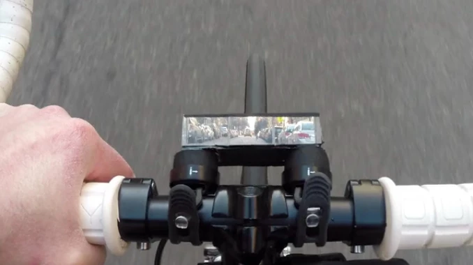 The Pedi-Scope lets riders rest their neck while still seeing what's on the road ahead