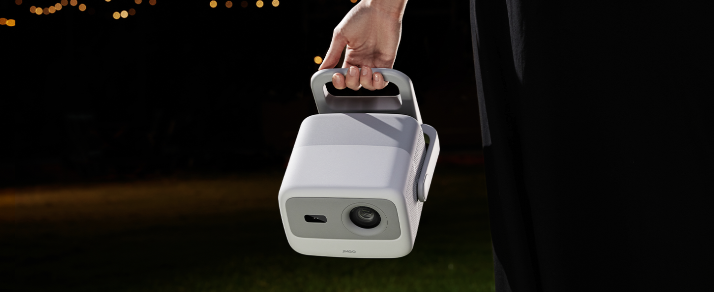 The gimbal-like stand can also serve as a carry handle