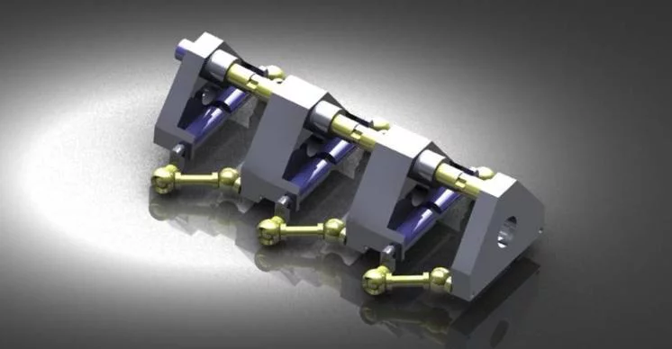 CAD drawing of a first concept of an artificial spine (the single elements of the spine are built modularly to allow a serial arrangement of the elements, wires can run through the center of the spine) (Photo: DKFI GmbH)