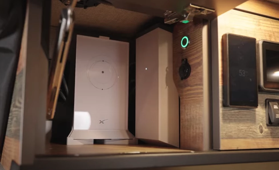 Outside includes a dedicated router cabinet for Starlink or other internet connectivity