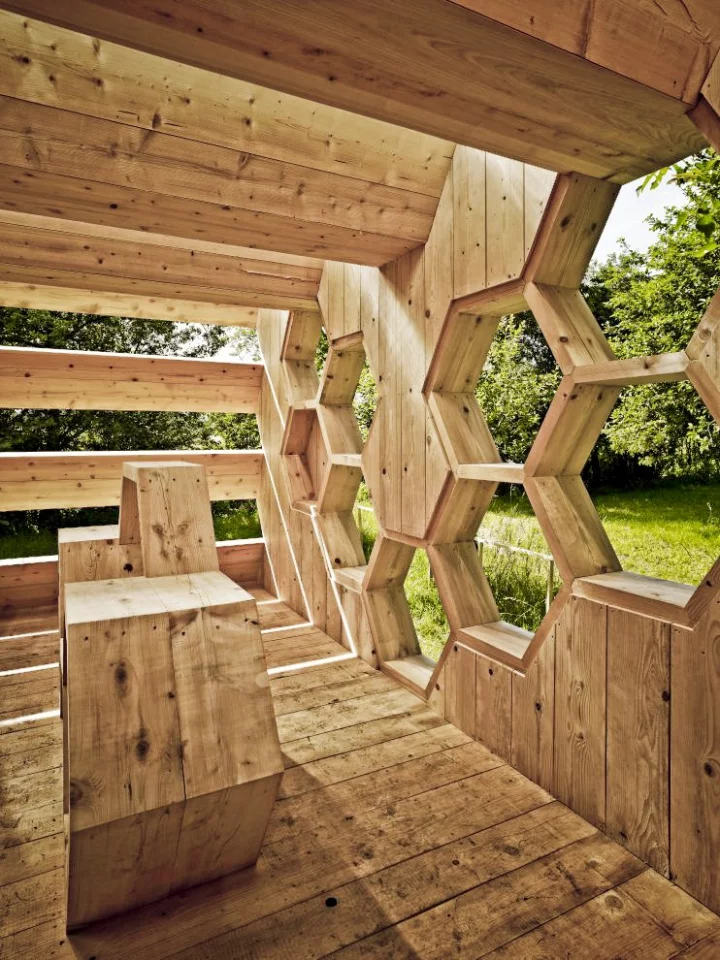 Called the K-abeilles Hotel, the pavilion also provides a shady space for humans (Photo: Stephane Spach)