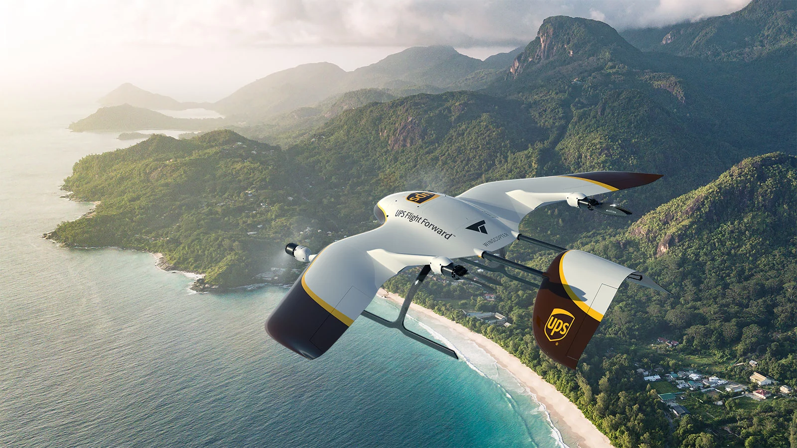 The autonomous Wingcopter drones are capable of vertical takeoff and landing, and high-speed horizontal flight