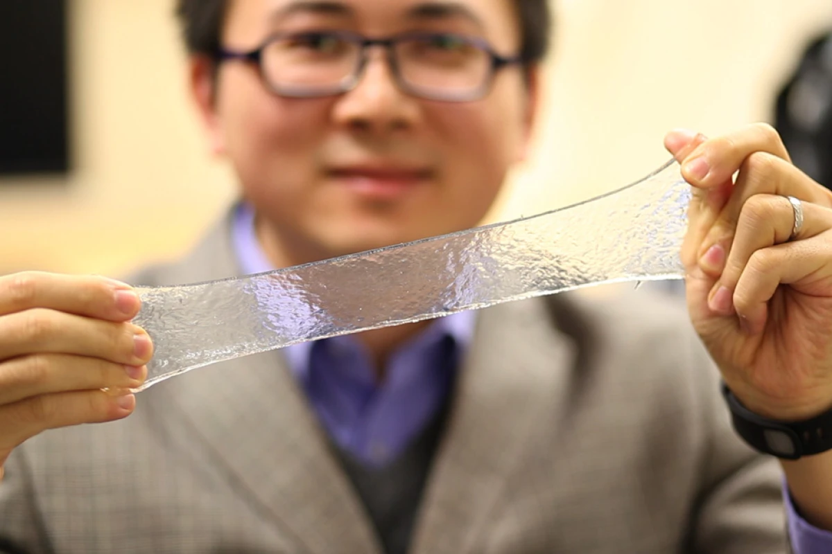 The hydrogel stretches and flexes