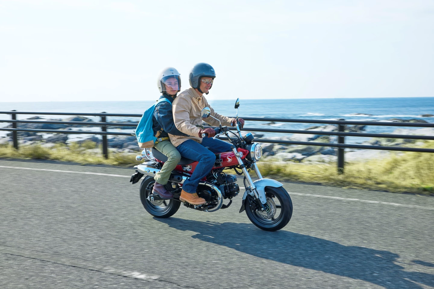 Officially Honda calls the 2023 ST125 Dax a mini-bike, but it has room for two on its long seat