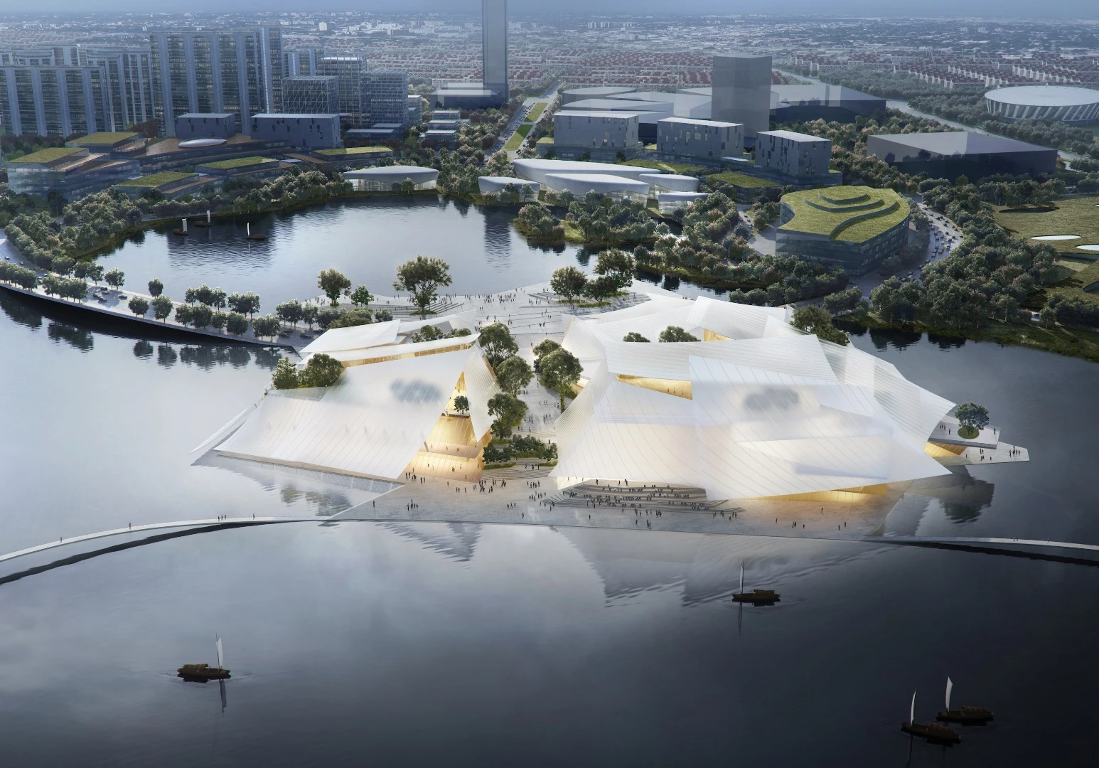 The Yiwu Grand Theater is envisioned as a traditional Chinese boat