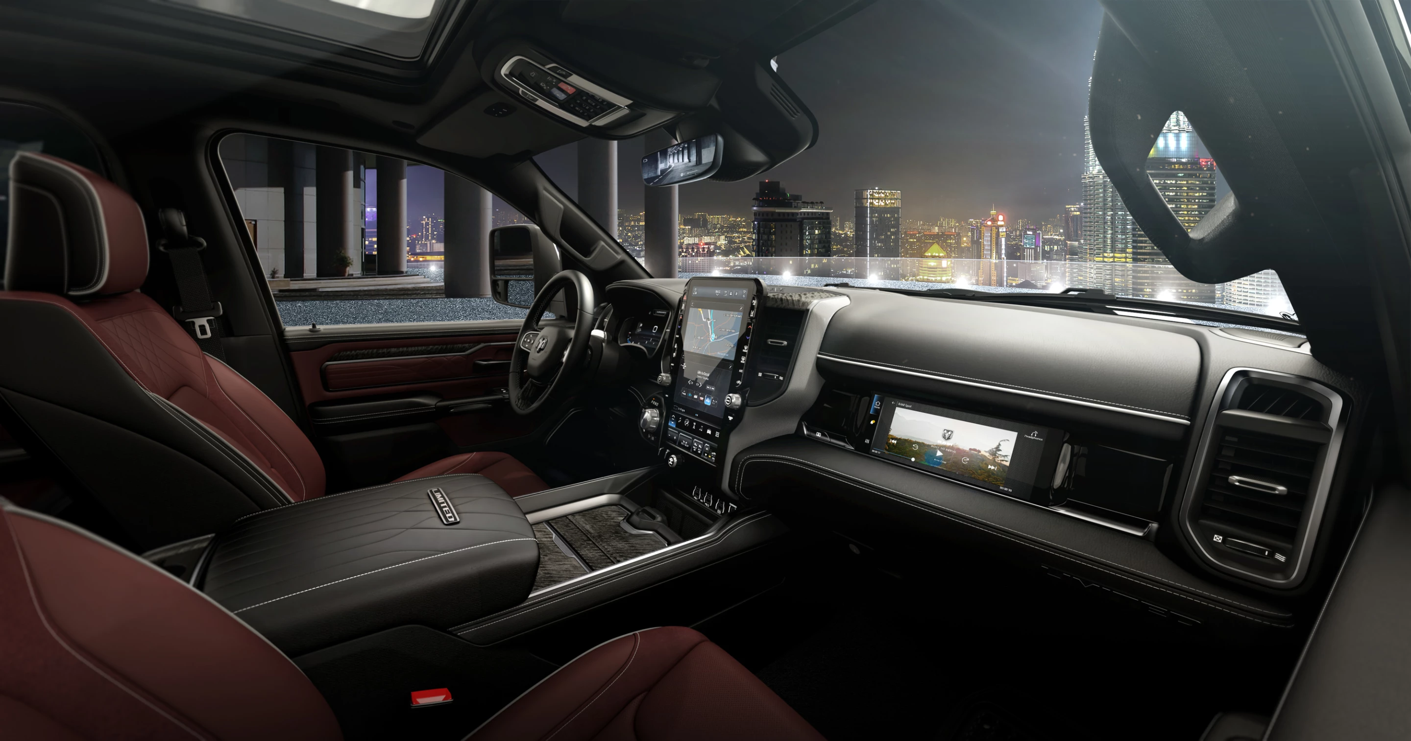 The 10.3-in passenger touchscreen provides content specifically for the front passenger