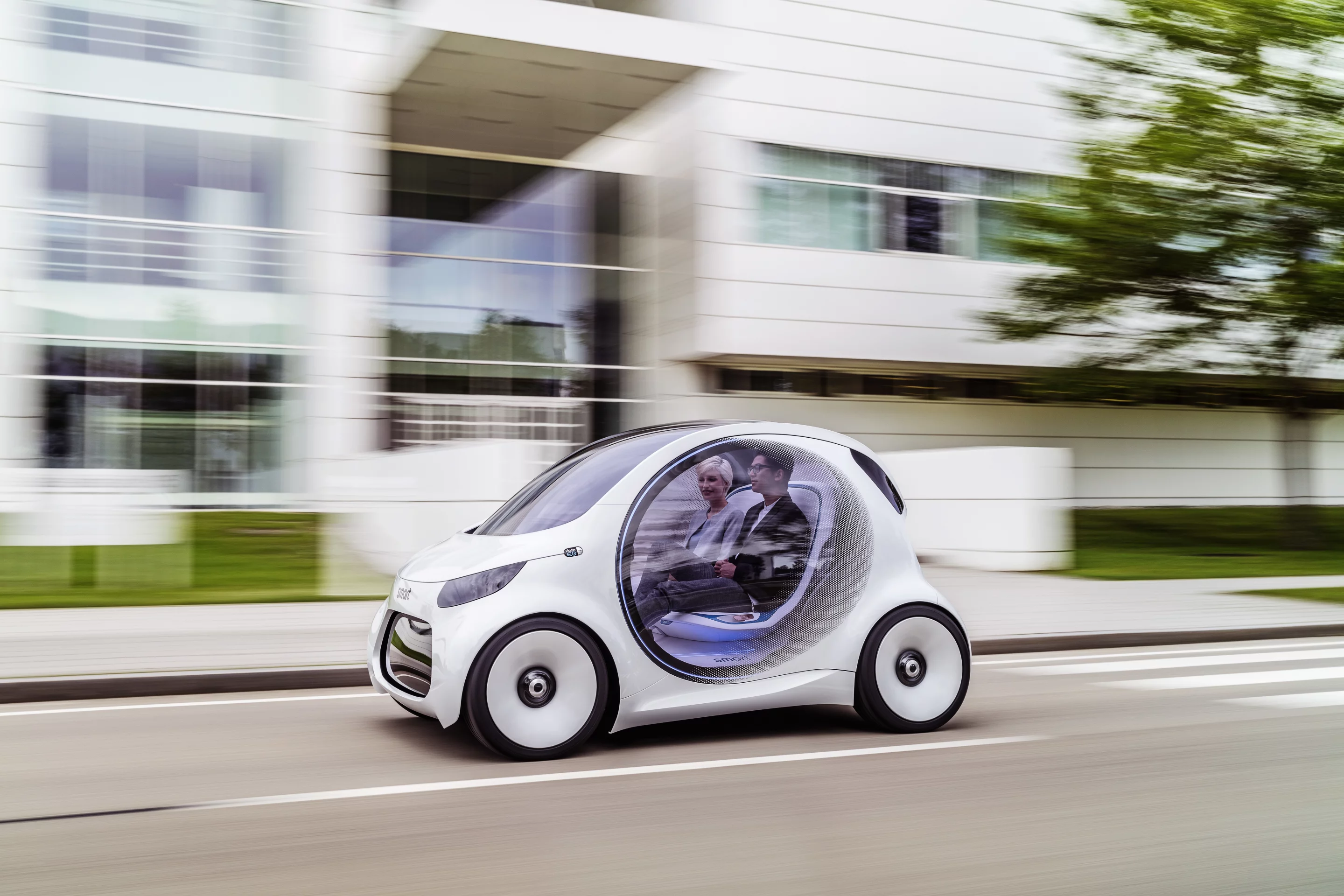The Vision EQ ForTwo seats two passengers
