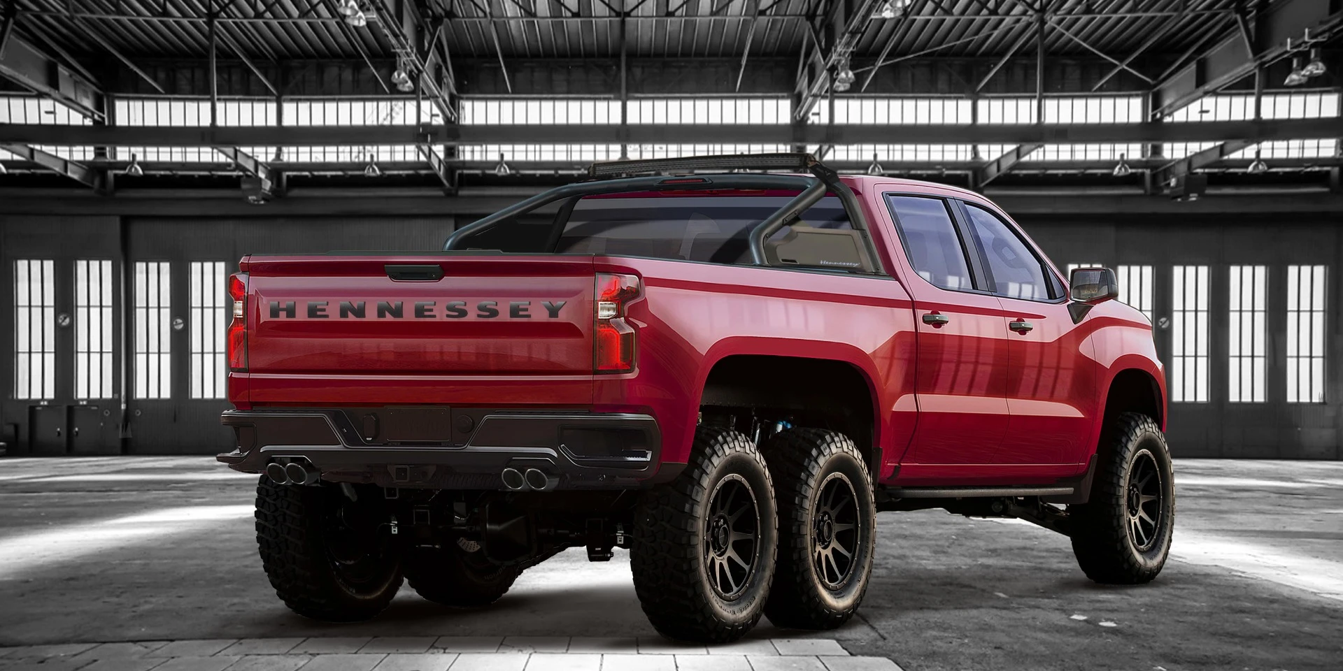 The 6x6 chassis means there are six wheels being powered all at the same time on the Hennessey Goliath 6x6