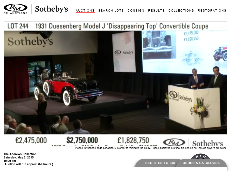 Andrews Auto Collection Auction is biggest ever 16 million dollar cars