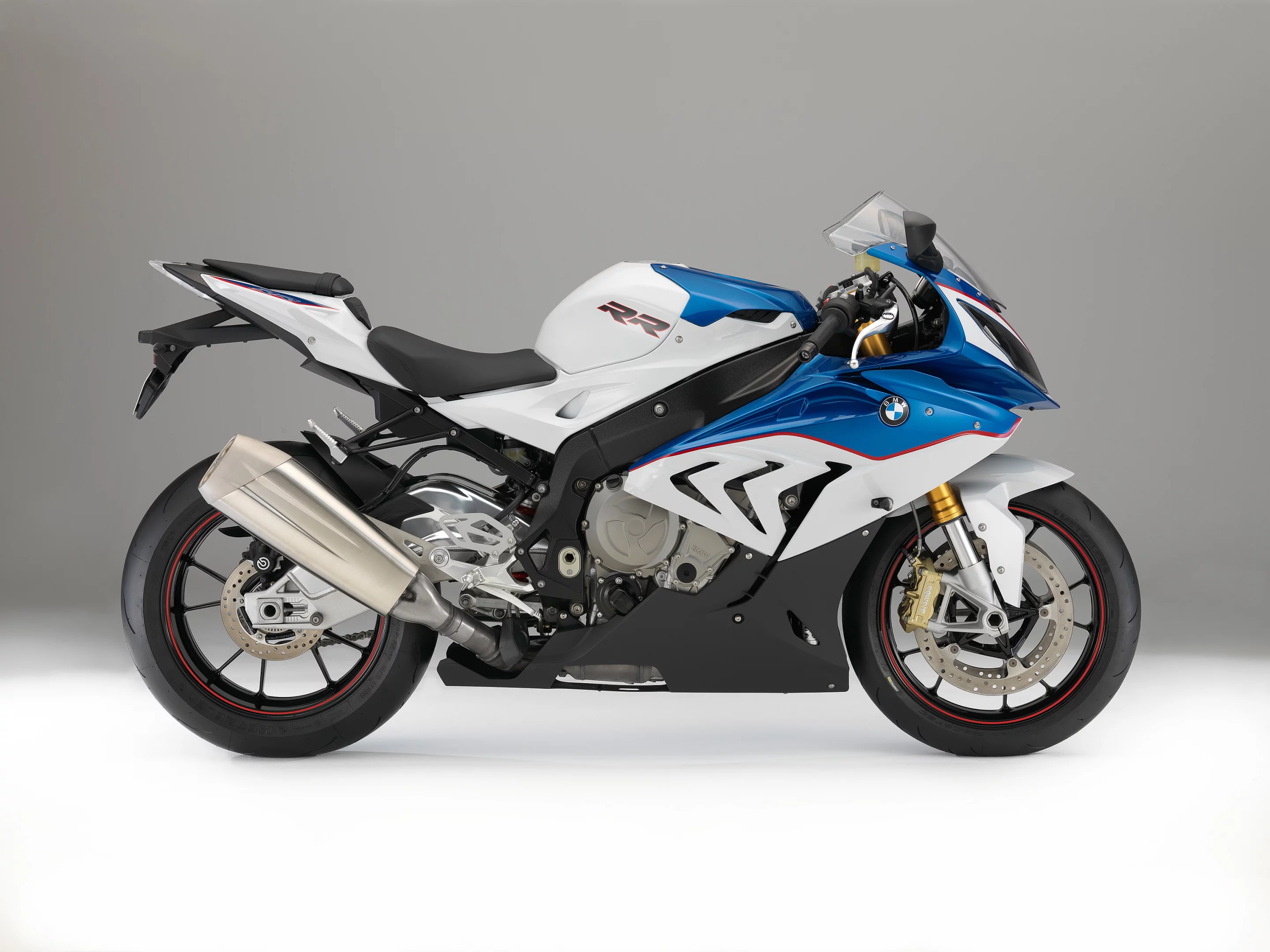 The 2015 BMW S1000RR in red/white/blue
