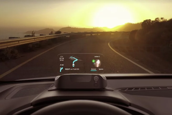 The Navdy head up display lets you continue to view your navigation while also taking or making calls or choosing music
