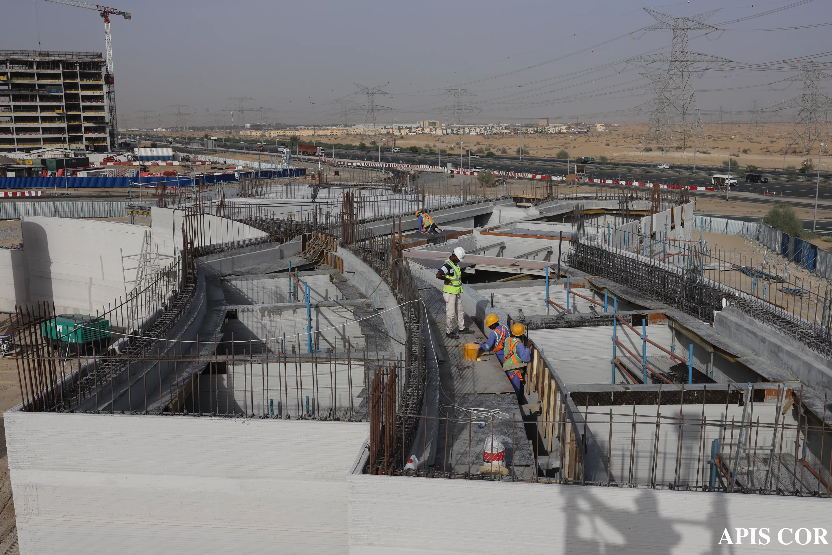 Human builders finished the building by adding steel structural supports 