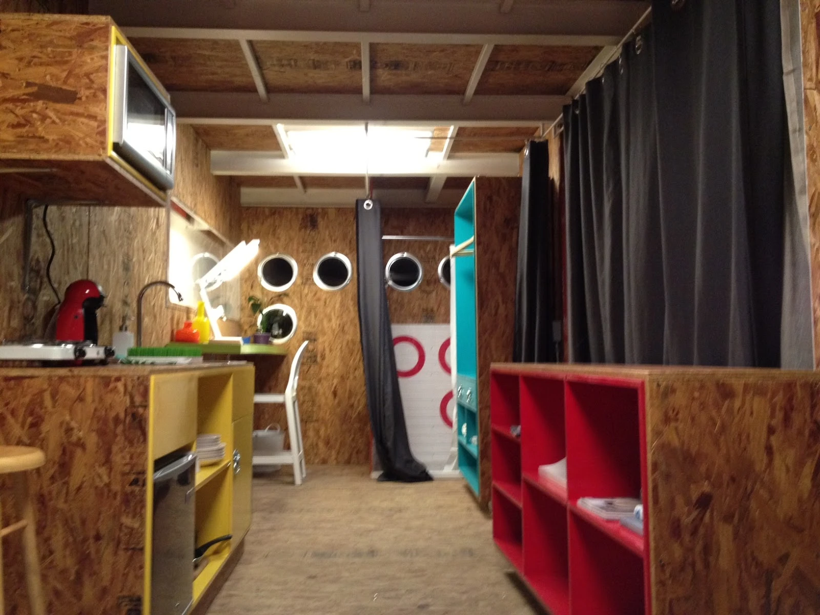 The interior has been designed to save space while also suiting the artist's needs as much as possible