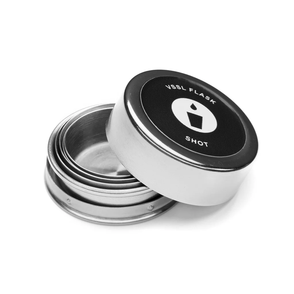 The VSSL Flask even comes with its own stainless steel shot cups