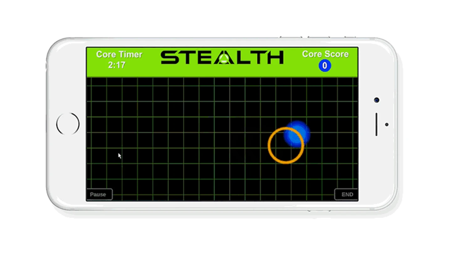 Your smartphone runs the Stealth game app while you aim for a high score