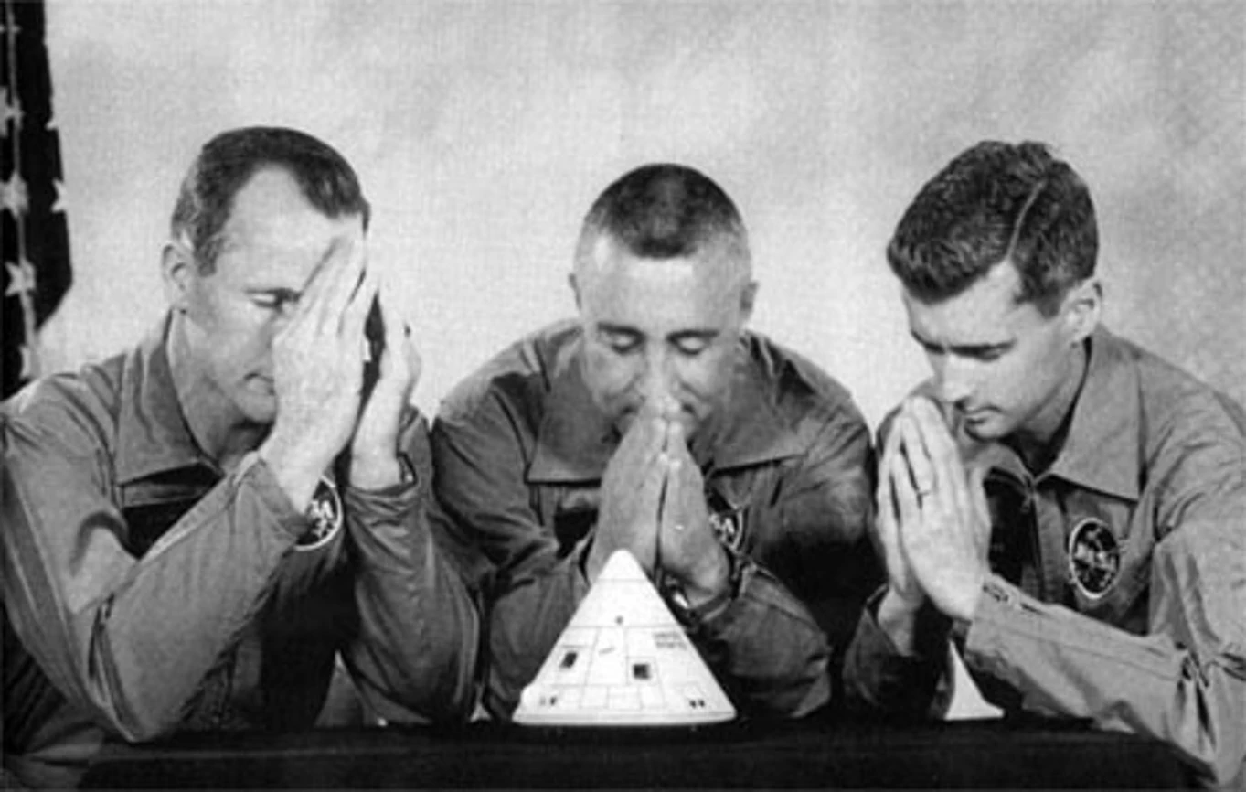 Apollo 1 crew expressing their reservations about their spacecraft in a tragically ironic gag shot