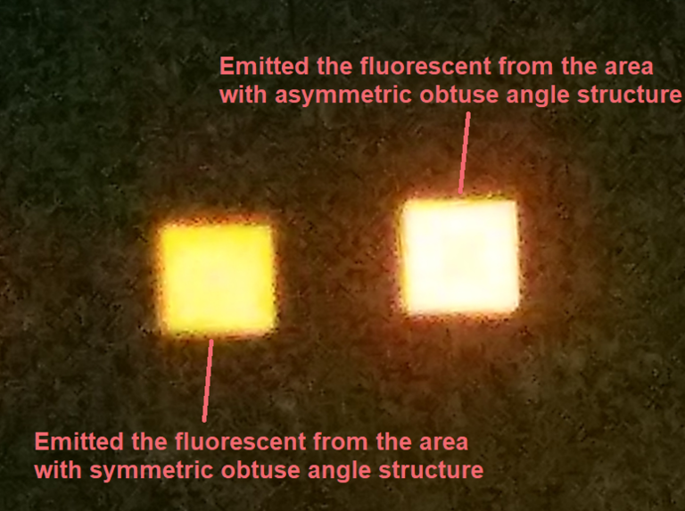 A comparison of light that emitted from the symmetric and asymmetric structures