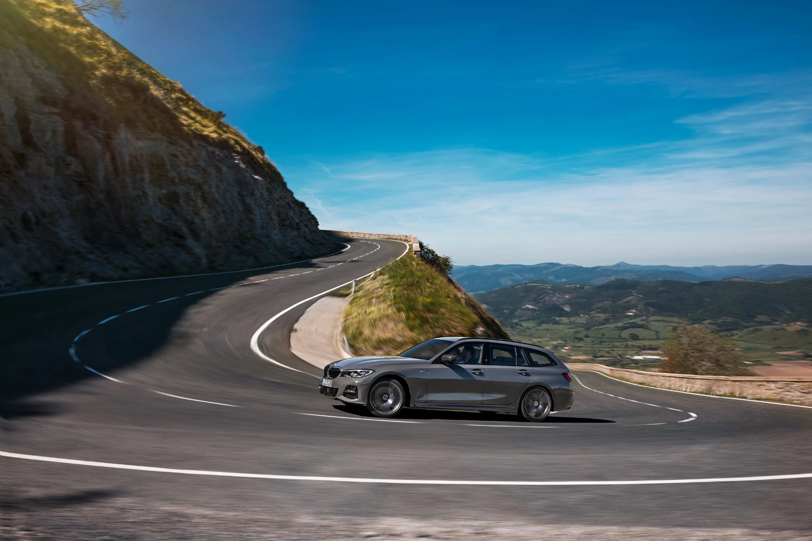 True to form, BMW highlights the power and speed available for the 3 Series Touring estate model