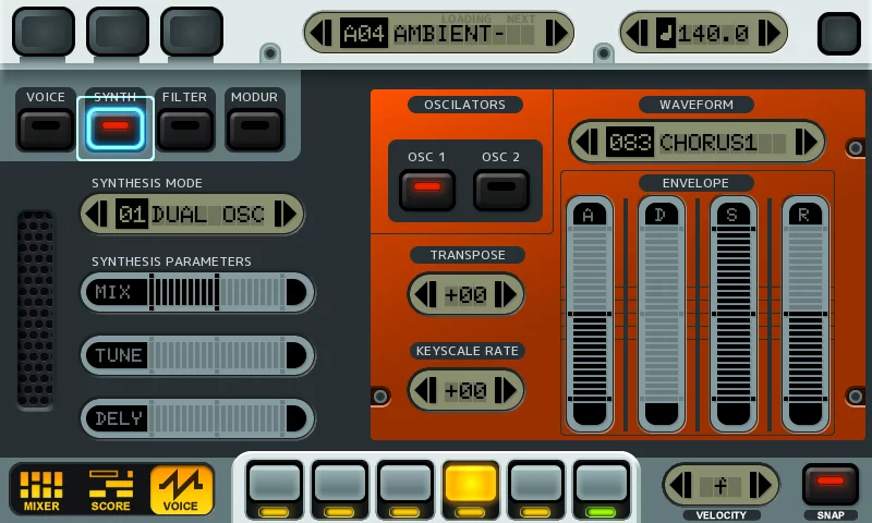 A screenshot from the KDJ-ONE portable, handheld digital audio workstation