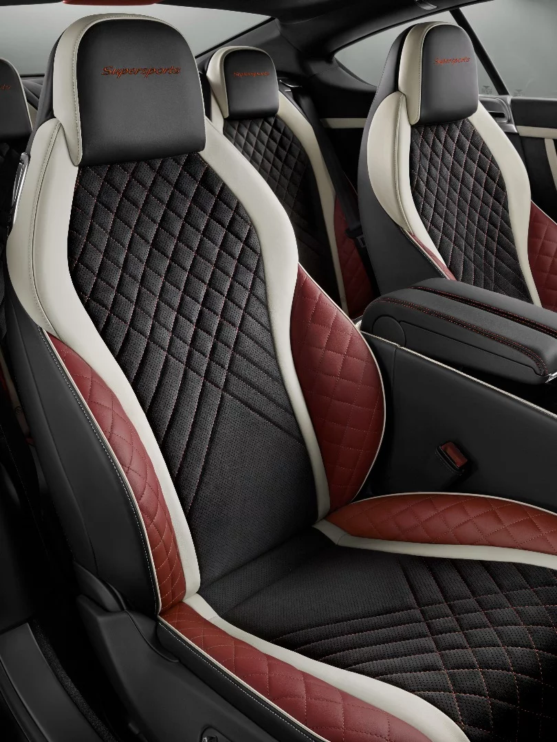 The new Bentley Continental Supersports features a new diamond-quilted design incorporated in the seats
