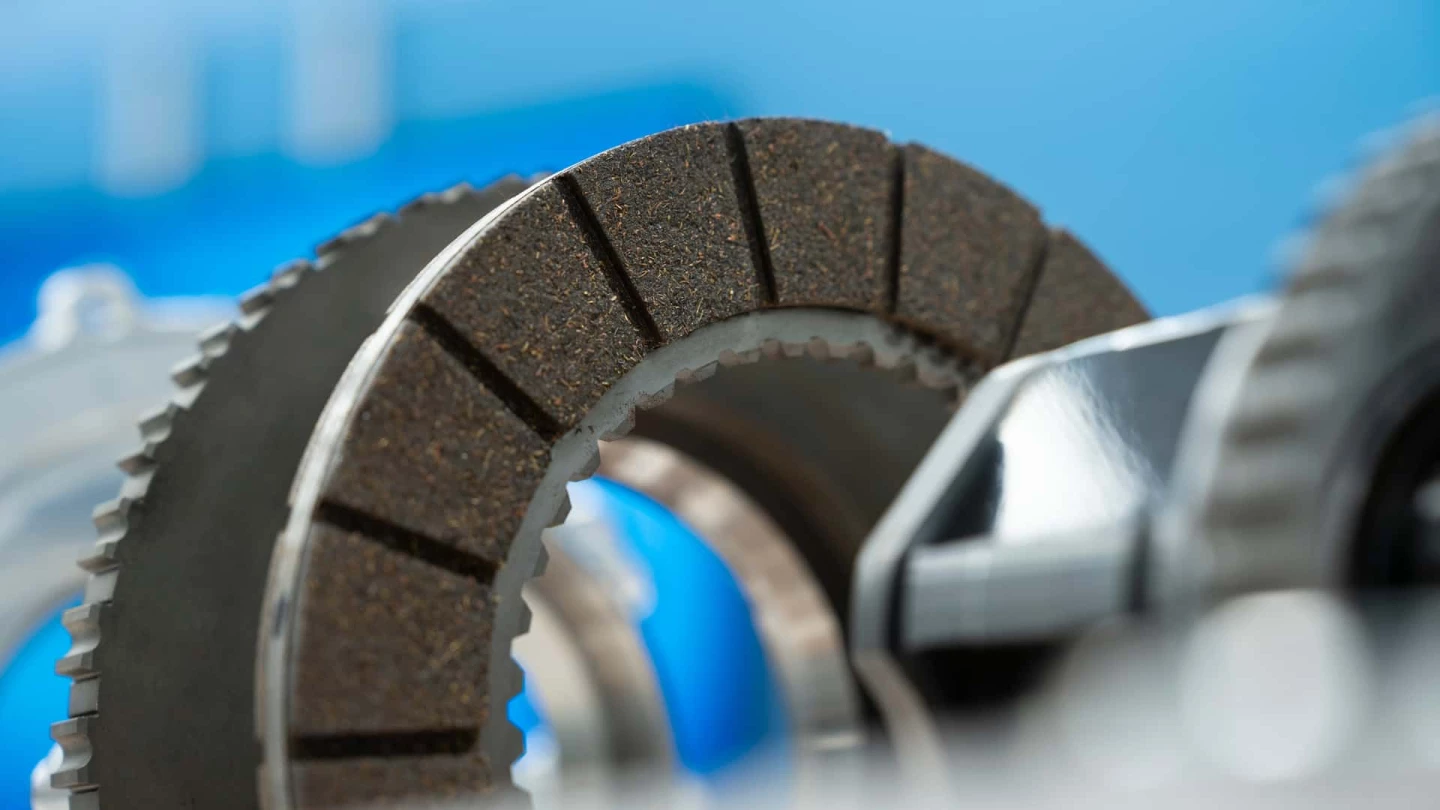 The in-drive brake pads resemble friction pads inside a clutch