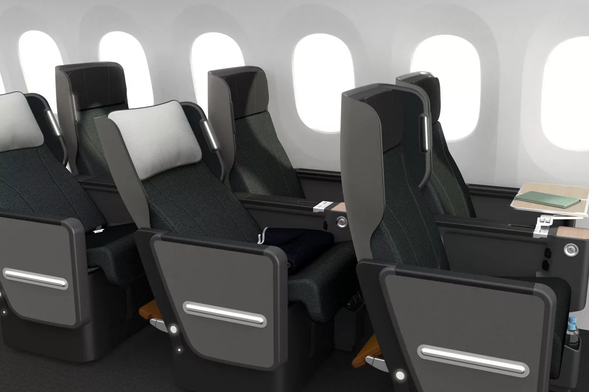 The new premium economy layout from Qantas has wider seats