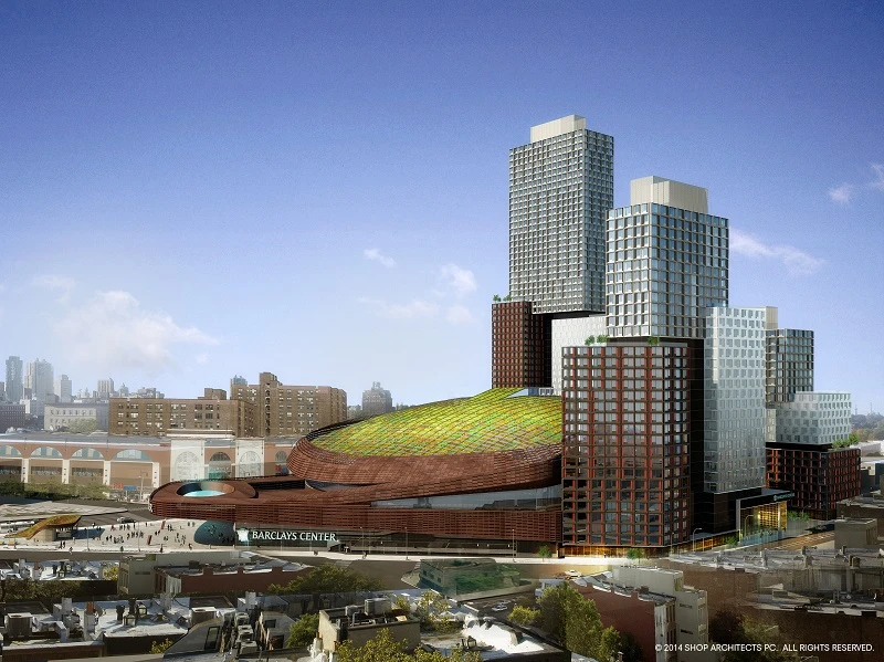 A green roof will be installed at the Barclays Center in Brooklyn (Image: Shop Architects)