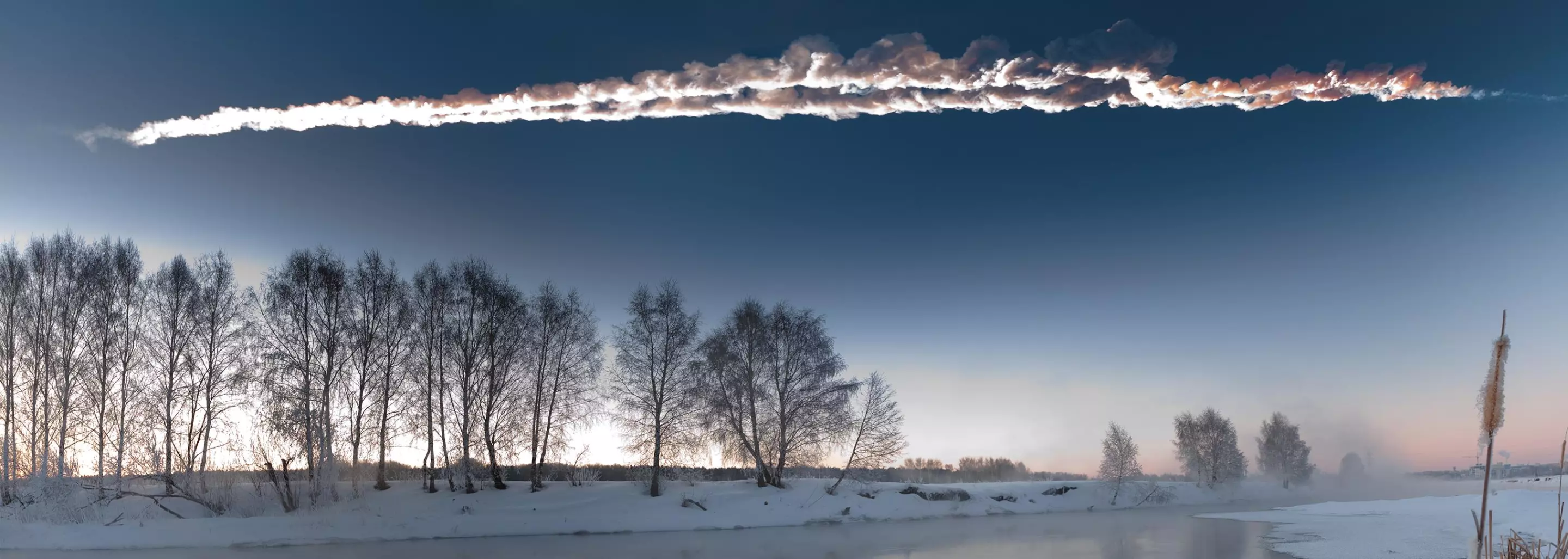 Smoke trail left by the Chelyabinsk meteor (Image: NASA/M. Ahmetvaleev)